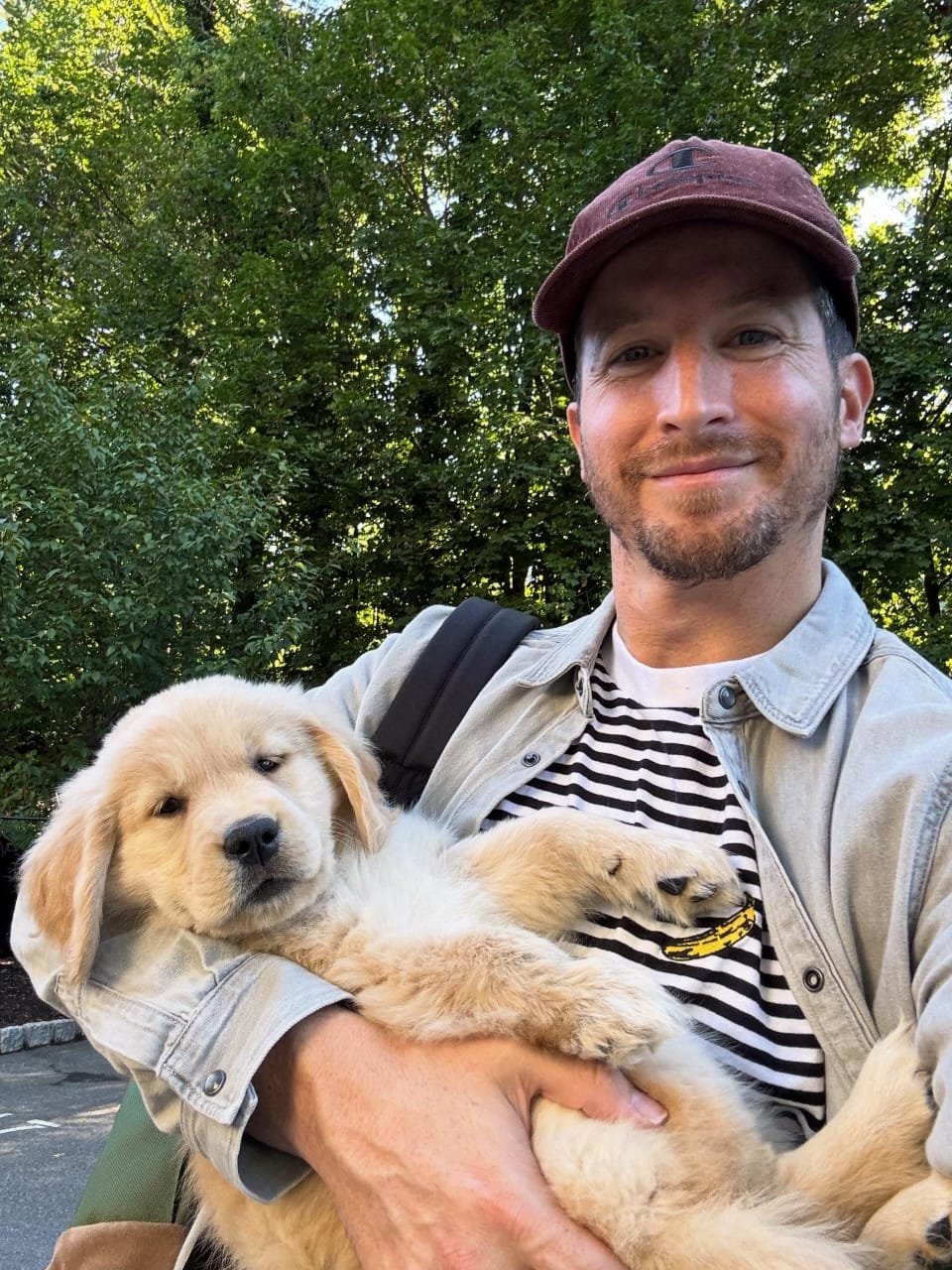 Customer with Golden Retriever