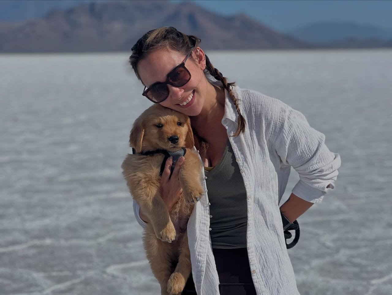 Customer with Golden Retriever