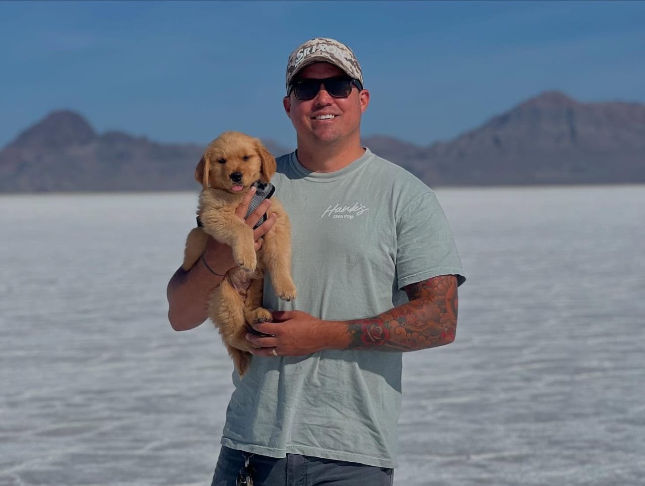 Customer with Golden Retriever