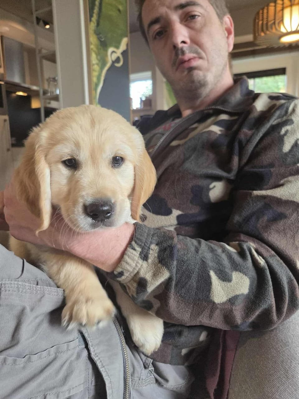 Customer with Golden Retriever