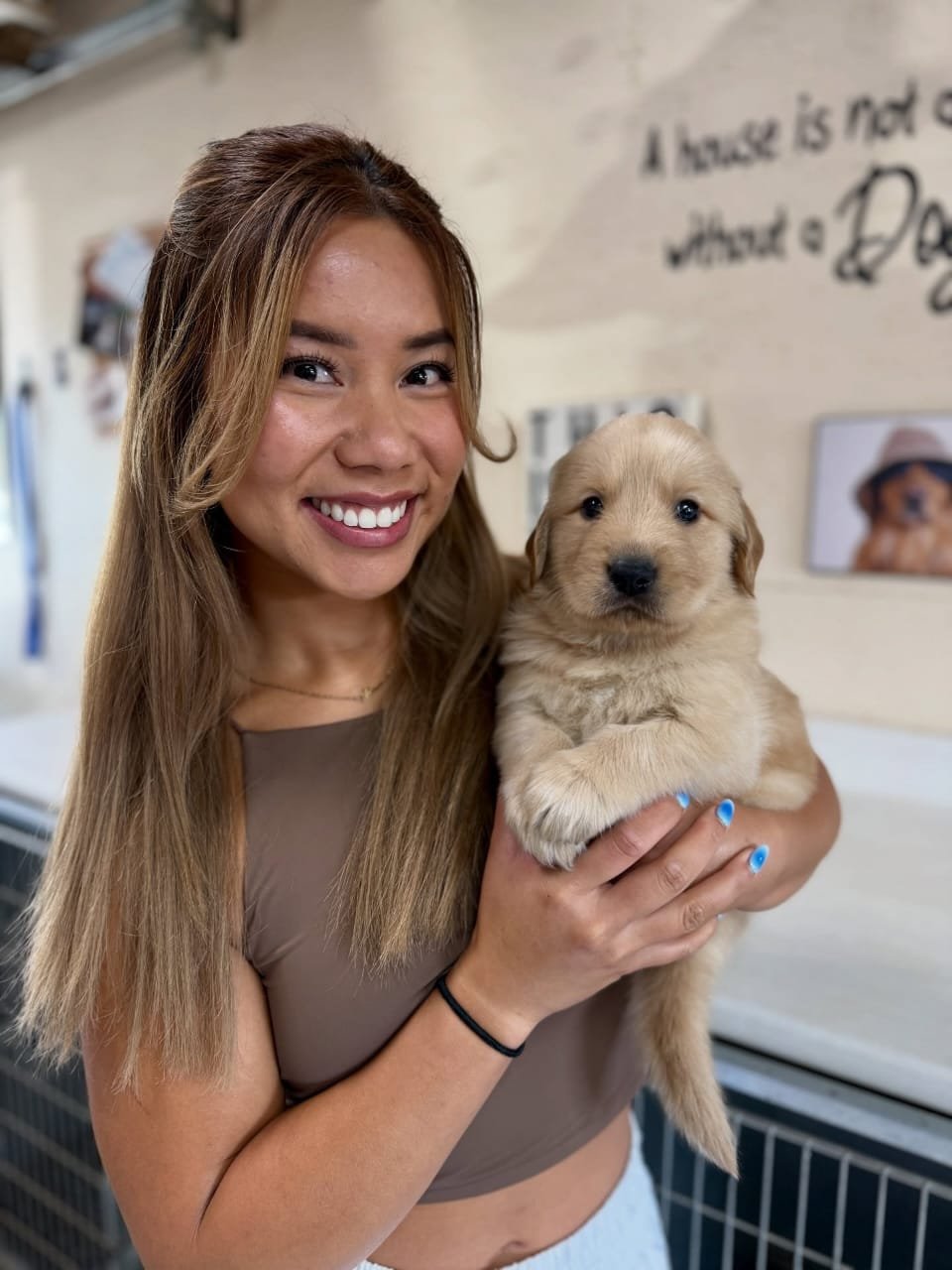 Customer with Golden Retriever