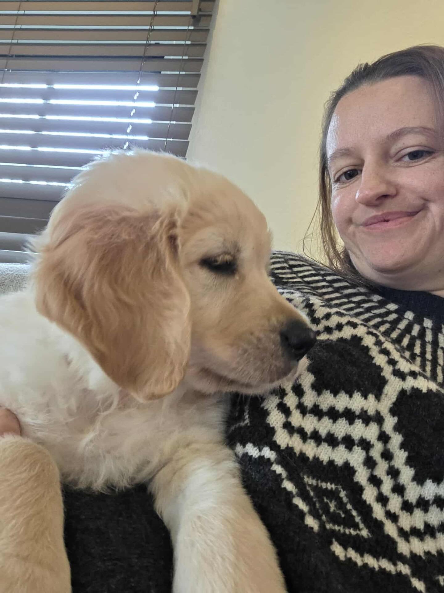 Customer with Golden Retriever