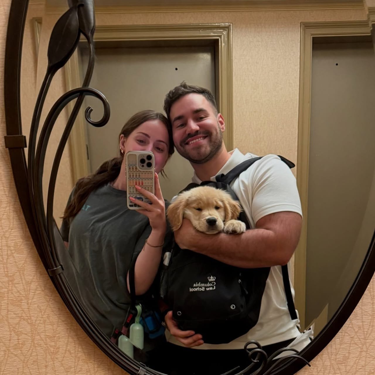 Customer with Golden Retriever