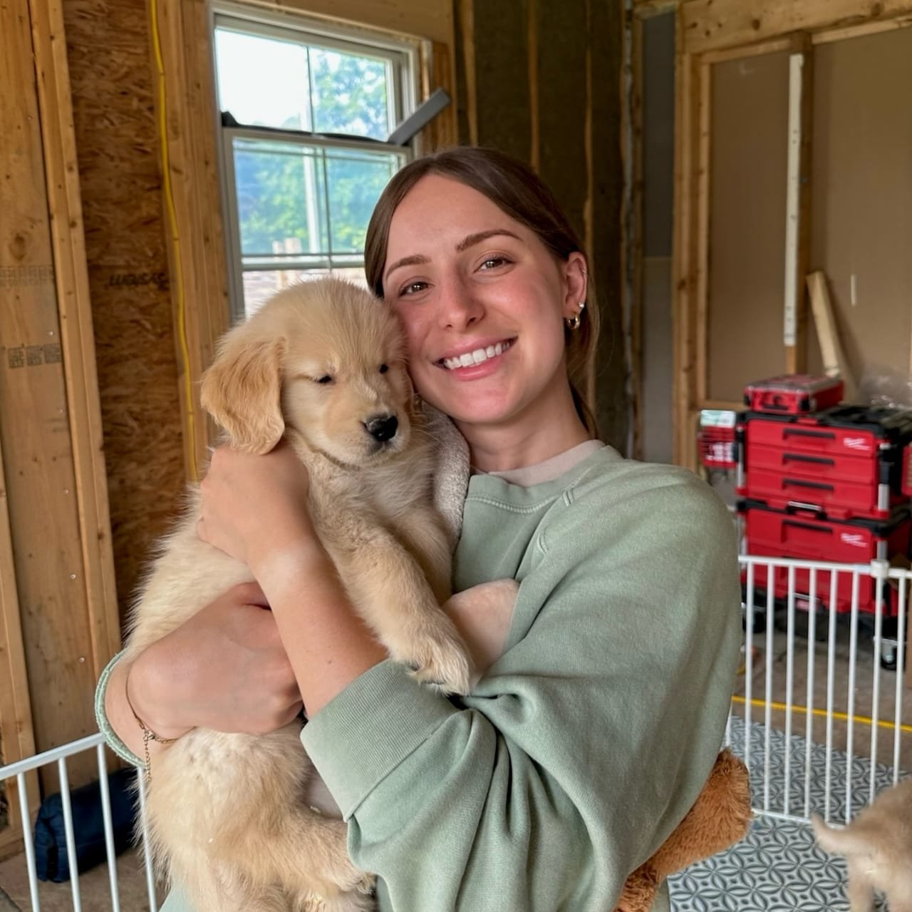 Customer with Golden Retriever