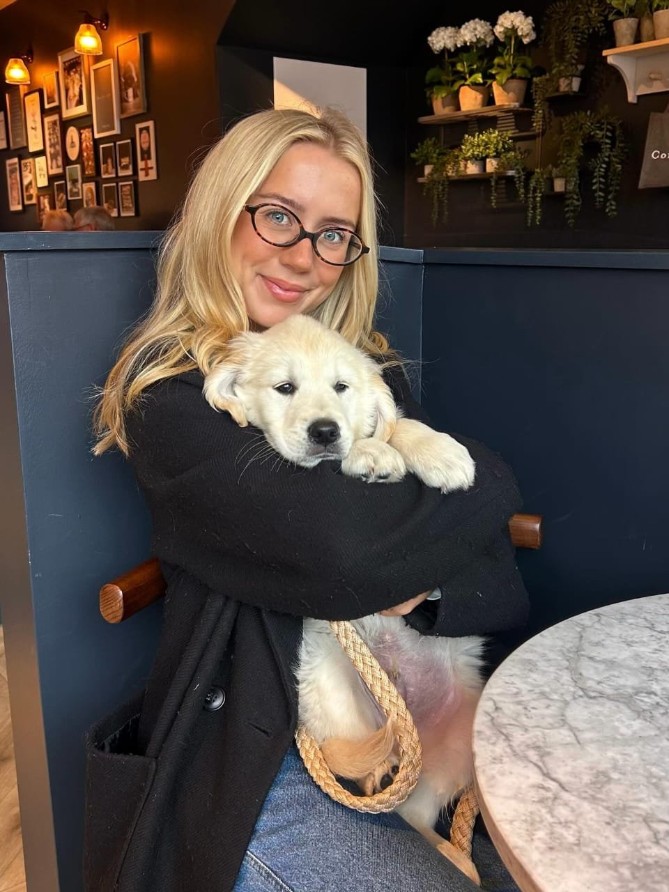 Customer with Golden Retriever